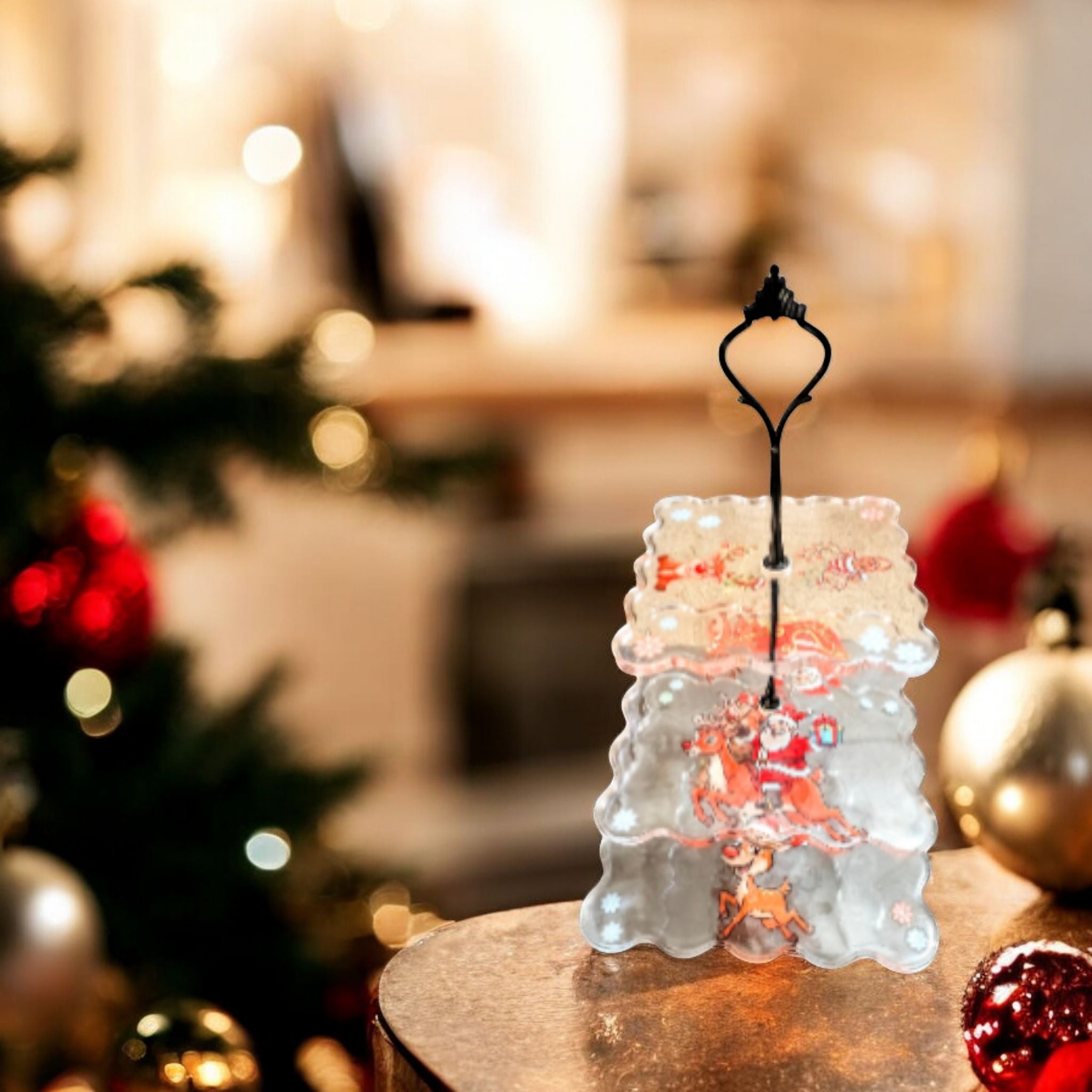 Reindeer games three-tier serving tray