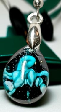 Frozen In Time Teal Aura: Handcrafted Resin Swirl Necklace &amp; Earring Set